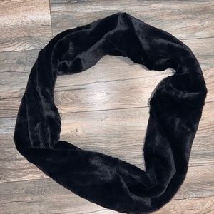 West Loop Jet Black Infinity Scarf Faux Fur